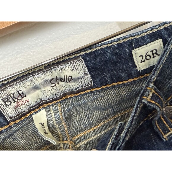 BKE Stella Bootcut Jeans Size 26R BK54116R Western y2K Denim Stitching Low Rise - Picture 4 of 13
